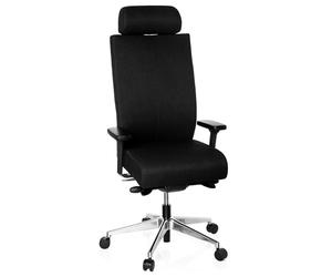 hjh OFFICE 608610 Silla de Oficina Pro-Tec XXL Tejido Negro, Silla giratoria, para Personas Altas, cargable hasta 150 kg