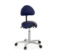 hjh OFFICE 608910 Taburete de Trabajo Top Work 20 Azul, Taburete de Silla de Montar, Respaldo con Ajuste de Altura