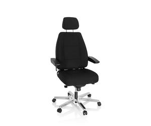 hjh OFFICE 608916 XXL Silla de Oficina 24 Hours Tela Negro, Silla giratoria, 24 Horas de duración, soporta hasta 150 kg