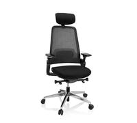hjh OFFICE 608991 Silla de Oficina Profesional BRACIO de Tela/Malla Negra, ergonómica y giratoria, Ajustable Individualmente