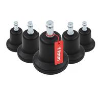 hjh OFFICE 619003 5X Tapones fijos para la Estabilidad de la Silla de Oficina Stand 11mm/50mm Poliuretano, Negro