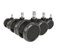 hjh OFFICE 619010 5X Ruedas para sillas de Oficina ROLO 11mm x 65mm, 5 Unidades, Suelos Duros