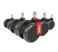 hjh OFFICE 619010 5X Ruedas para sillas de Oficina ROLO 11mm x 65mm, 5 Unidades, Suelos Duros