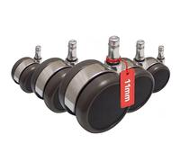 hjh OFFICE 619020 5x Ruedas para sillas de oficina ROLO LUX 11mm x 65mm, 5 unidades, Suelos duros, cromo