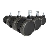 hjh OFFICE 619027 5x Ruedas para sillas ROLO FREE 11mm/65mm, Negro, Suelos duros