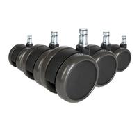hjh OFFICE 619028 5x Ruedas para sillas ROLO FREE 10mm/65mm, Negro, Suelos duros