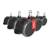 hjh OFFICE 619033 ruedas para suelo duro ROLO STOP 11mm/65mm con freno de estacionamiento, borde de goma, para laminado, paquet, baldosas, protección del suelo, ruedan bien