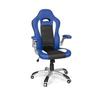 hjh OFFICE 621890 Silla Gaming Game Sport Piel sintética, Negro/Azul, Silla giratoria, Apoyabrazos Plegables