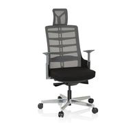 hjh OFFICE 640400 Silla de Oficina SKARIF Tela/Tejido de Malla, Negro/Gris, Silla de Ejecutivo, Respaldo con Apoyo Lumbar
