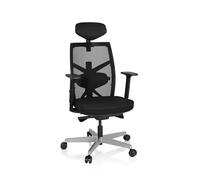 hjh OFFICE 640450 Silla de Oficina BELLAC Tejido Negro, Silla giratoria, Soporte Lumbar y apoyacabezas con Ajuste de Altura