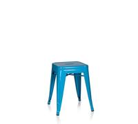 hjh OFFICE 645004 Taburete VANTAGGIO Metal Azul Claro, Taburete de bistró apilable, Acero Estable, Industrial Style