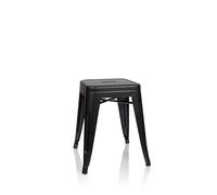 hjh OFFICE 645006 Taburete de Metal VANTAGGIO Negro Mate Taburete de Asiento en diseño Industrial, apilable, bajo