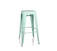 hjh OFFICE 645017 Taburete de Bar VANTAGGIO High Metal Verde Pastel Mate Taburete Retro de diseño Industrial, apilable