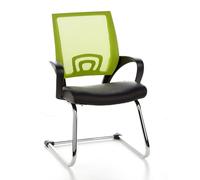 hjh OFFICE 650440 Silla de confidente Visto Net V Tela Negro/Verde, Silla de Vista con Respaldo de Malla, Movible libremente