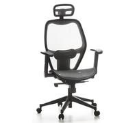 hjh OFFICE 653040 Silla de Oficina Air-Port Tejido de Malla Gris, Silla giratoria, ergonómica, apoyabrazos Plegables, reposacabezas, Soporte Lumbar