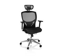 hjh OFFICE 657000 Silla de Oficina Venus One Tejido de Malla Negro, Silla giatoria, Soporte Lumbar Flexible, Respaldo con Ajuste de Altura
