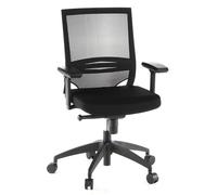hjh OFFICE 657230 Silla de Oficina Porto Base Tela Negro, Silla giatoria, Apoyabrazos Regulables, Respaldo en Malla Transpirable