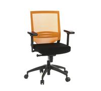 hjh OFFICE 657232 Silla de Oficina Porto Base Tela Negro/Naranja, Silla giatoria, Apoyabrazos Regulables, Respaldo en Malla Transpirable