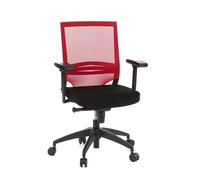 hjh OFFICE 657233 Silla de Oficina Porto Base Tela Negro/Rojo, Silla giatoria, Apoyabrazos Regulables, Respaldo en Malla Transpirable
