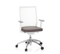 hjh OFFICE 657630 Silla de Oficina Aspen White Tela, Respaldo de Red autoregenerativo, Blanco/Gris, Silla giratoria ergonomica, Altura Ajustable