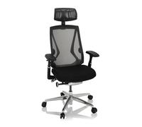 hjh OFFICE 657666 Silla de Oficina Ergonómica INSPERO Silla de Malla con Reposacabezas, Soporte Lumbar Ajustables, Negro
