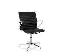 hjh OFFICE 660498 Silla visitante ergonómica con reposabrazos PARIBA V IV Negro, Silla de confidente de Cuero con Sistema Retorno automático