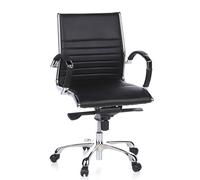 hjh OFFICE 660502 Silla de Oficina Parma 10 Cuero Negro, Sillón de Oficina Moderno de Piel Genuina, Respaldo Semi Alto, ergonómica