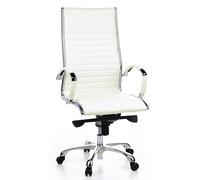 hjh OFFICE 660510 Silla de Oficina Parma 20 Cuero Blanco Crema, Sillón de Oficina Moderno de Piel Genuina, Respaldo Alto, ergonómica