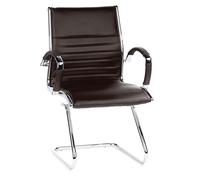 hjh OFFICE 660525 Silla de confidente Parma V Cuero Marrón, Silla movible libremente de diseño Moderno, Apoyabrazos de Aluminio, cromados