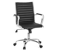hjh OFFICE 660941 Silla de Oficina VEMONA 10 Piel sintética Negro, Sillón de Oficina, Apoyabrazos curvados Elegantes