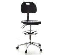 hjh OFFICE 665060 Taburete de Trabajo Top Work 23 Espuma Poliuretano Negro, Asiento antideszilante, con Respaldo inclinable y bloqueable