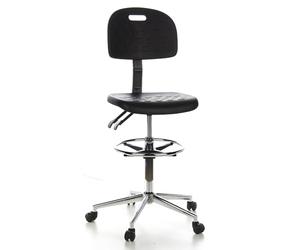 hjh OFFICE 665060 Taburete de Trabajo Top Work 23 Espuma Poliuretano Negro, Asiento antideszilante, con Respaldo inclinable y bloqueable