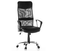 hjh OFFICE 668010 Silla de Oficina ARTON 20 Tejido de Malla/Piel sintética Negro, con apoyabrazos, Respaldo Alto, con apoyacabezas Integrado