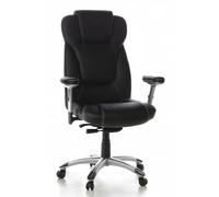 hjh OFFICE 668700 Sillón de Oficina Embassy 200 Piel sintética Negro, Silla giratoria, Asiento Grande, Acolchado Suave, Reposabrazos Ajustables