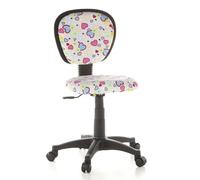 hjh OFFICE 670170 Silla giratoria para niños KIDDY Top Tela Motivo Flowers/Hearts, Silla de Escritorio para niños, Ajuste de Altura de la Superficie de Asiento