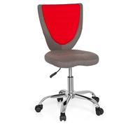 hjh OFFICE 670610 Silla giratoria para niños KIDDY Comfort Tela Gris/Rojo, Silla para Jovenes o niños, Ajuste de Altura, Acolchado Grueso