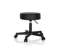 hjh OFFICE 670926 Taburete de Trabajo Operator I Piel sintética Negro, Taburete Giratorio con Ruedas, Ajuste de Altura