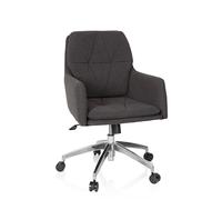 hjh OFFICE 670946 Silla Home Office Shake 350 Tela Gris Oscuro, Sillón de Oficina, Estilo Retro Muy de Moda, cómodo Acolchado, Altura Ajustable