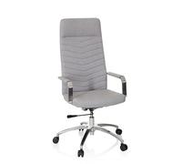 hjh OFFICE 670966 Silla de Oficina SARANTO Plus Tela Gris Claro, Silla de Escritorio con Respaldo Alto, con Reposabrazos, Estilo Retro
