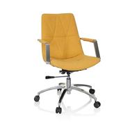 hjh OFFICE 670985 Silla de Oficina SARANTO II Tela Mostaza, reposabrazos de diseño, Silla giratoria, Retro