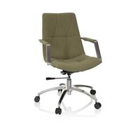 hjh OFFICE 670986 Silla de Oficina SARANTO II Tela Verde, reposabrazos de diseño, Silla giratoria, Retro