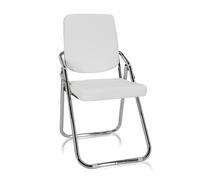 hjh OFFICE 706302 Silla de Conferencia Plegable Esto Silla de Visita de Piel sintética, Silla Plegable versátil, Blanca
