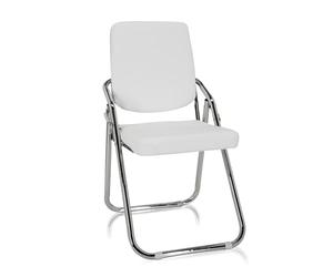 hjh OFFICE 706302 Silla de Conferencia Plegable Esto Silla de Visita de Piel sintética, Silla Plegable versátil, Blanca