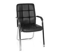 hjh OFFICE 706450 Silla confidente Brazos BORNE Piel sintética Negro, Silla Conferencia Oficina con Respaldo