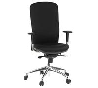 hjh OFFICE 710400 Silla de Oficina High-Tec Tela Negro, Silla Escritorio con Brazos, Respaldo Alto, Buen Acolchado, ergonómica
