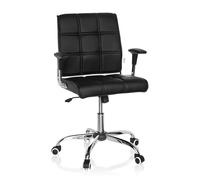 hjh OFFICE 719000 Silla de Oficina Ernesto Piel sintética Negro, Silla de Escritorio con reposabrazos, Silla giratoria para computadora