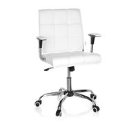 hjh OFFICE 719010 Silla de Oficina Ernesto Piel sintética Blanco, Silla de Escritorio con reposabrazos, Silla giratoria para computadora