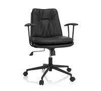 hjh OFFICE 719222 Silla de Oficina SMALLO Silla Giratoria de Diseño Moderno, función de balancín, de Cuero Sintético Negro