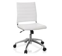 hjh OFFICE 720003 Silla de Oficina Trisha Piel sintética Blanco, Silla giratoria sin Brazos, Silla Escritorio, Ajuste Altura