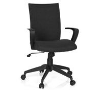 hjh OFFICE 723042 Silla de Oficina Giratoria Soft Tela Negro, Silla Escritorio con Apoyabrazos, Respaldo ergonómico